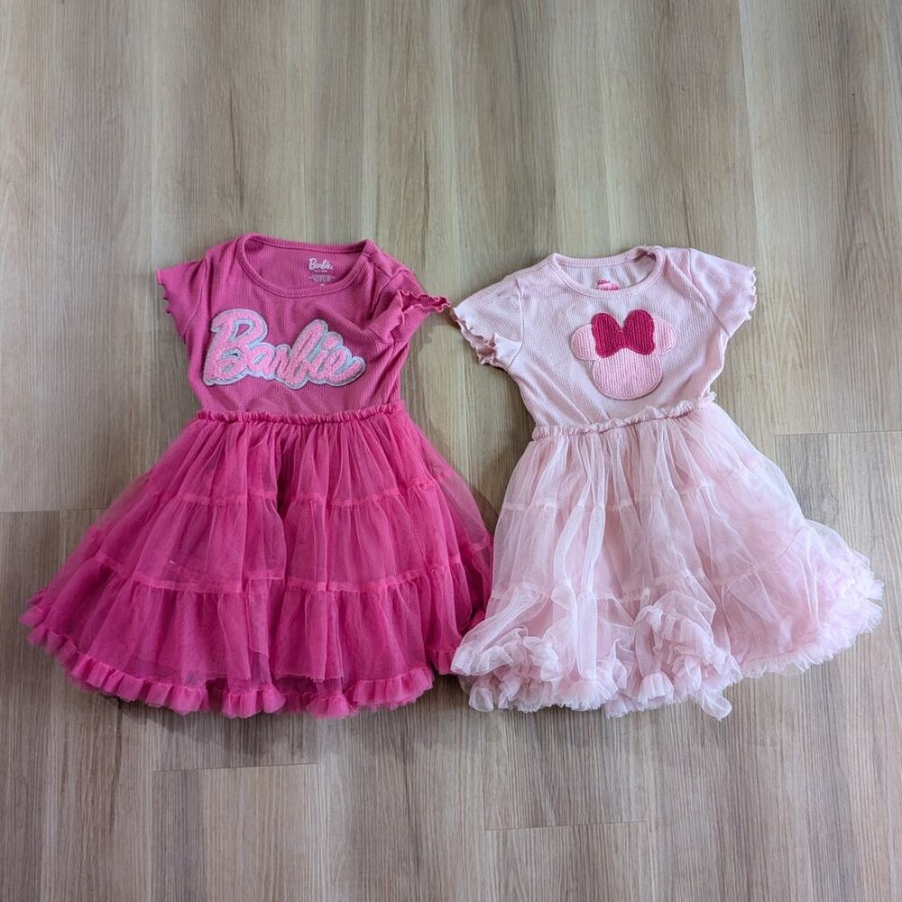 Set of 4T Pink Princess Tutu Dresses Disney Minnie Mouse Barbie
